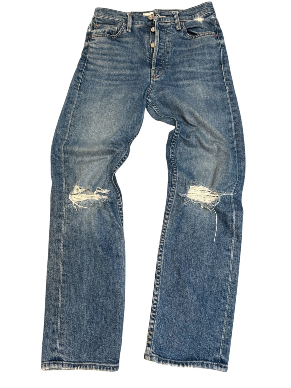 MOTHER The Tomcat Playing With Scissors Jeans 26 Made USA Distressed Denim